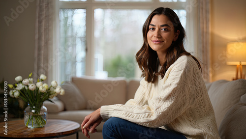 portrait of a modern woman on a neutral background