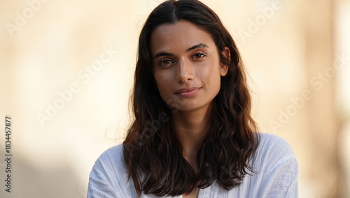 portrait of a modern woman on a neutral background