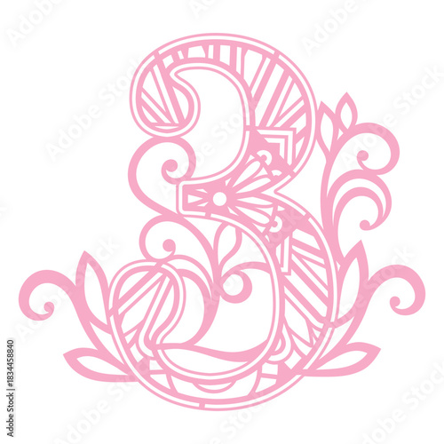 Pretty number 3 mandala design