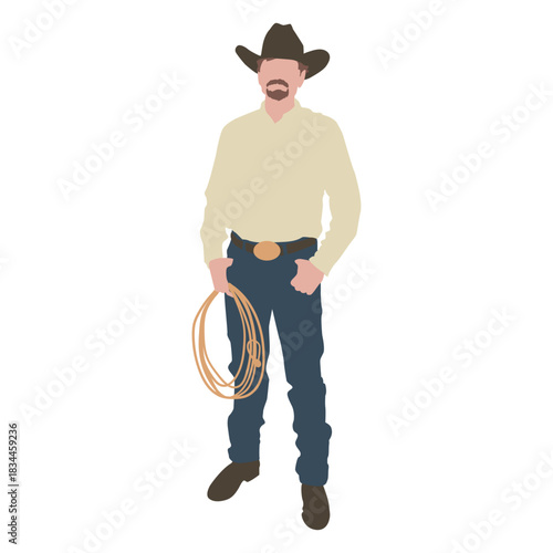 Cowboy with rope flat