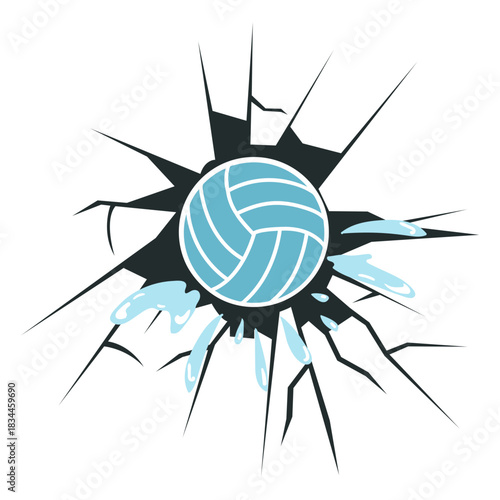 Waterpolo ball in broken wall