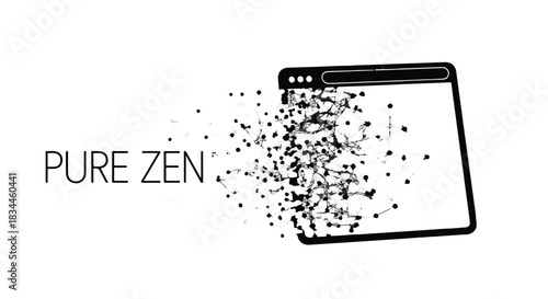 Digital transformation concept with abstract particles dissolving from a browser window.