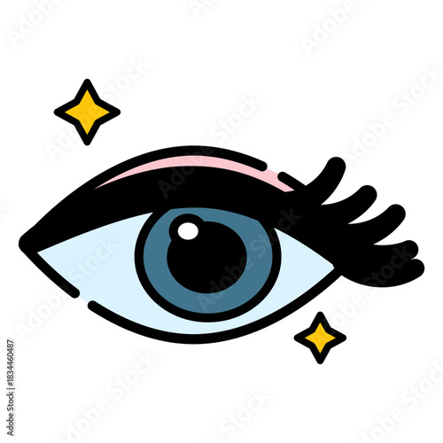 Eye with makeup color stroke