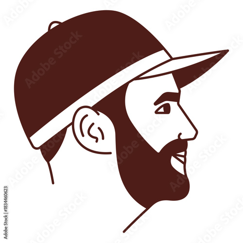 Man profile with beard and hat