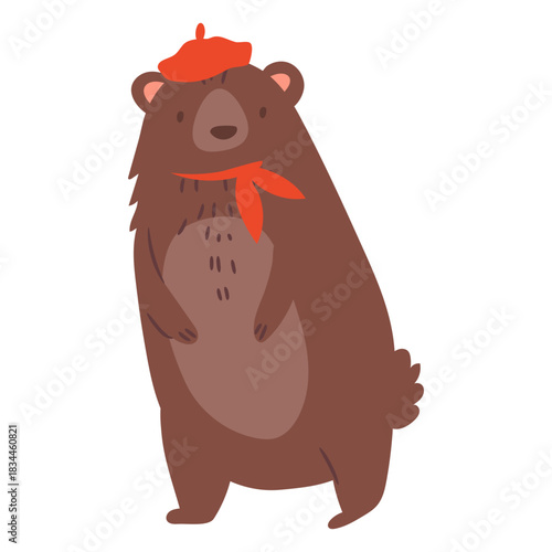 Bear with beret flat