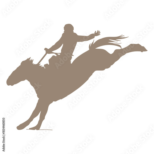 Wild west male horse rider silhouette