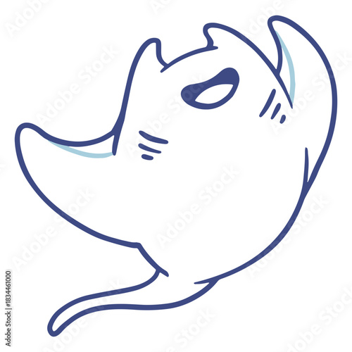 Smiling manta ray stroke
