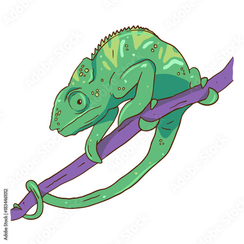 Green chameleon color stroke