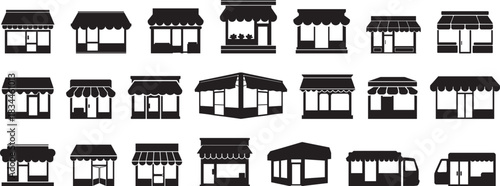 Storefront Icons Set – Small Shop, Market, Café, Boutique Silhouette Pack
