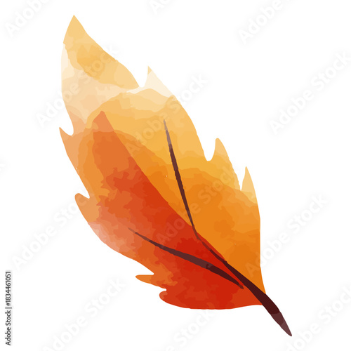 Orange fall leaf watercolor