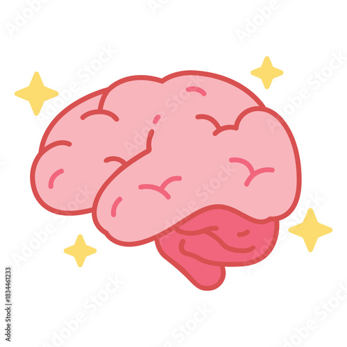 Pink human brain color stroke