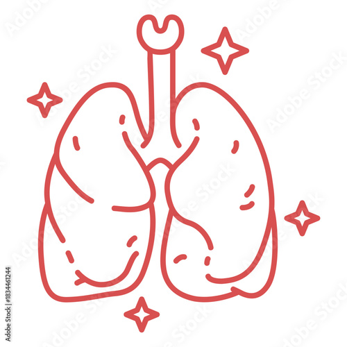 Pink human lungs stroke