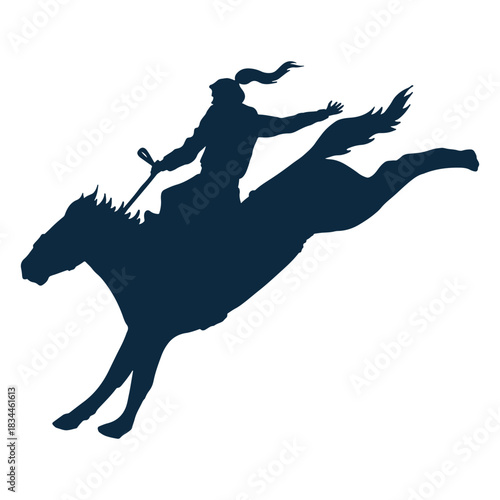 Cowboy running on a horse silhouette