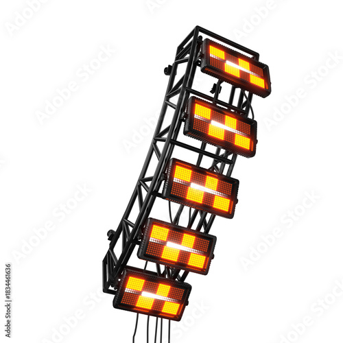 LED reflectors in black metal structure	