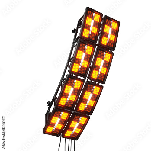 LED reflectors in black metal structure	