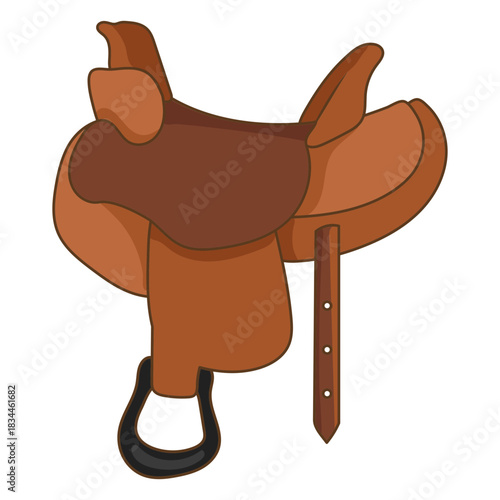 Wild west horse saddle color stroke
