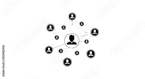 Abstract network of connected people icons symbolizing community and communication