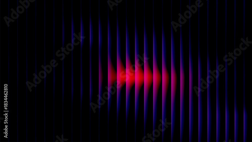 Abstract Wavy reeded glass stripes background, luminous vertical lines on a dark gradient with ribbed glow and blur, sleek wallpaper for banners posters web and tech branding