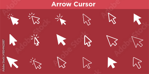 Digital Interface Cursor Icons: Default, Click, and Selection Arrow Vectors.  Modern UI Symbols for App, Web Development, and Frontend Design. Transparent PNG & Editable SVG/Vector.