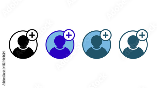 Add new user icon set for website design and app development, symbolizing connection, teamwork, and collaboration for digital platforms and social media