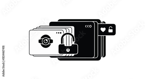 Secure data protection concept with padlock and files illustration for cybersecurity and privacy