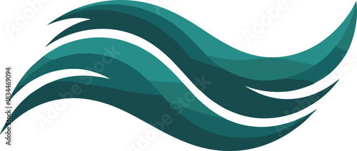 Elegant abstract flowing wave design in layered teal tones creating modern dynamic movement for versatile creative vector illustration use