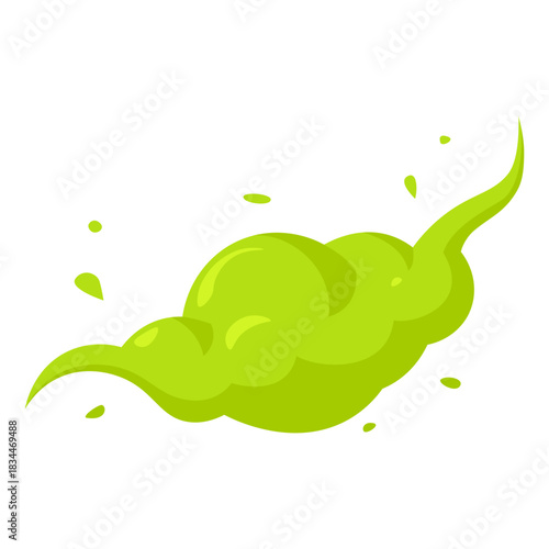 Green stink cloud and toxic fume. Vector icon of disgusting odor, poison mist and comic vapor effect isolated on a white background for designs in flat style