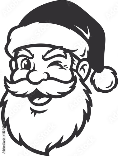 Cheerful winking Santa Claus head Christmas vector art