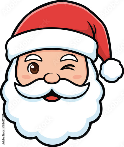 Cheerful winking Santa Claus head Christmas vector art