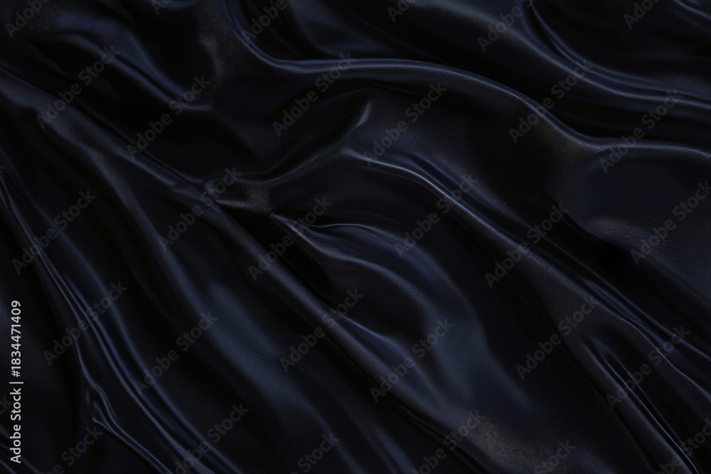 Fototapeta premium Elegant Deep Black Liquid Cloth Creating Abstract Waves with Beautiful Fabric Reflecting Smoothly