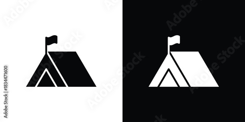 Military tent icons vector silhouette design. Vector flat graphic design illustration.