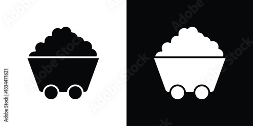 Mine wagon icons vector silhouette design. Vector flat graphic design illustration.