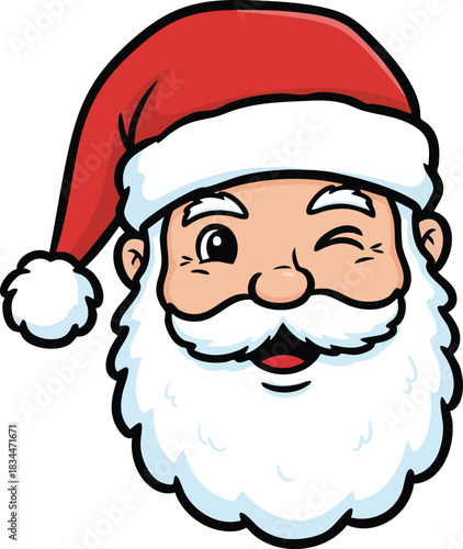 Cheerful winking Santa Claus head Christmas vector art