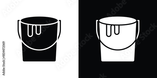 Paint bucket icons vector silhouette design. Vector flat graphic design illustration.