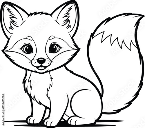 Adorable cartoon fox outline for coloring pages and children s art