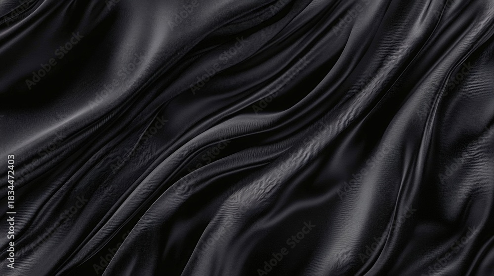 Obraz premium Abstract Elegance with Black Silk Texture Background and Luxurious Dark Waves and Drapery Folds