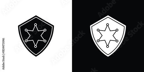 Police badge icons vector silhouette design. Vector flat graphic design illustration.