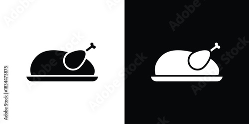 Roasted turkey icons vector silhouette design. Vector flat graphic design illustration.