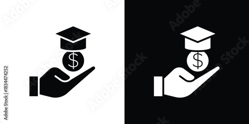 School fees icons vector silhouette design. Vector flat graphic design illustration.