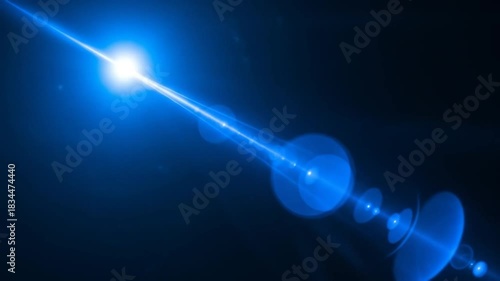 Mesmerizing blue lens flare effect animation on black background for cinematic visuals and effects