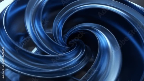 Mesmerizing Abstract Animation of Rotating Blue Metal Rings, Futuristic Design and Visual Effects