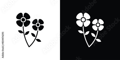two flowers icons vector silhouette design. Vector flat graphic design illustration.