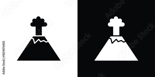 Volcano icons vector silhouette design. Vector flat graphic design illustration.