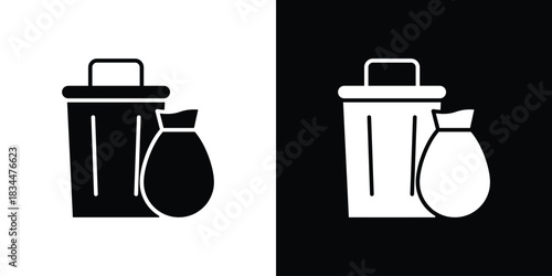 Waste icons vector silhouette design. Vector flat graphic design illustration.