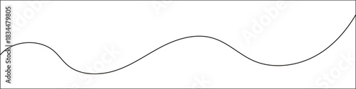 Minimal wavy line border, curved hand-drawn stroke divider on white background