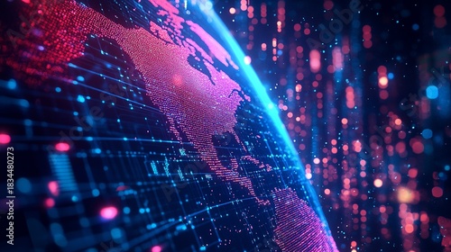 Stunning digital earth globe visualization for global business, technology, and international communication, conveying a modern futuristic feel