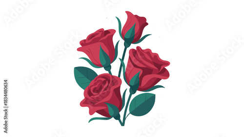 Four elegant red roses arranged in a captivating display.