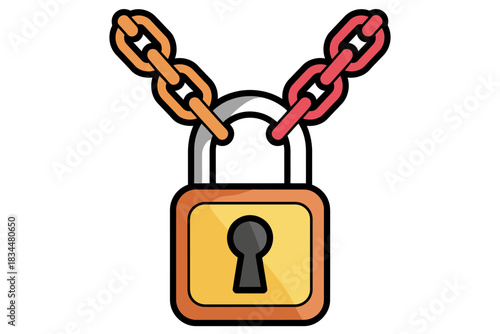 Digital illustration of an open padlock and a broken chain, signifying compromised security, data breach, freedom, or liberation.
