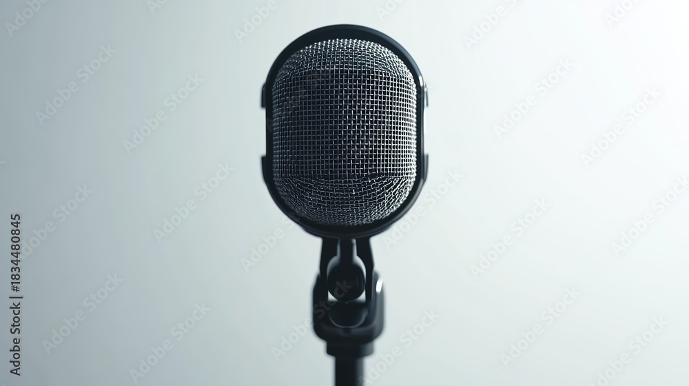 Fototapeta premium Capture your voice with a classic microphone, perfect for podcasting or professional recording sessions in studios or for voiceovers