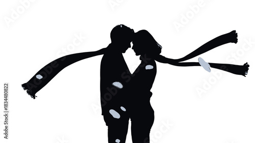Romantic Silhouette of a Couple in Embrace.